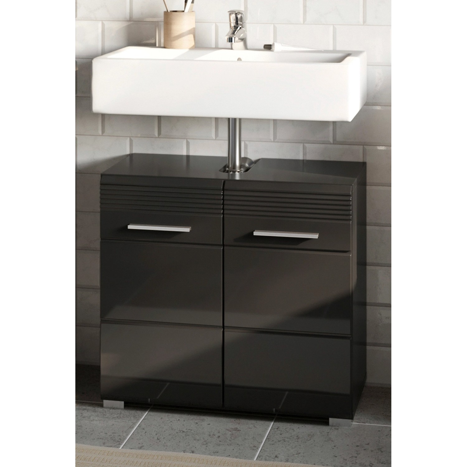 Inn.Furn Waschbeckenunterschrank Schwarz Hochglanz 60 cm 2-türig Leon Inn.Furn Waschbeckenunterschrank Schwarz Hochglanz 60 cm 2-türig Leon von Inn.Furn