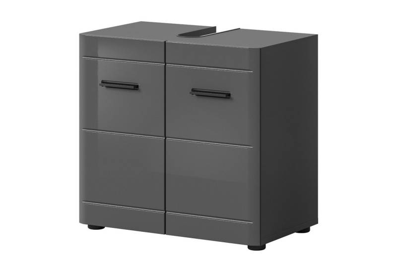 Inn.Furn Waschbeckenunterschrank Strong (Badschrank in grau Hochglanz, Breite 60 cm) mit Soft-Close-Funktion von Inn.Furn