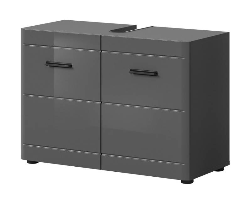 Inn.Furn Waschbeckenunterschrank Strong (Badschrank in grau Hochglanz, Breite 80 cm) mit Soft-Close-Funktion von Inn.Furn