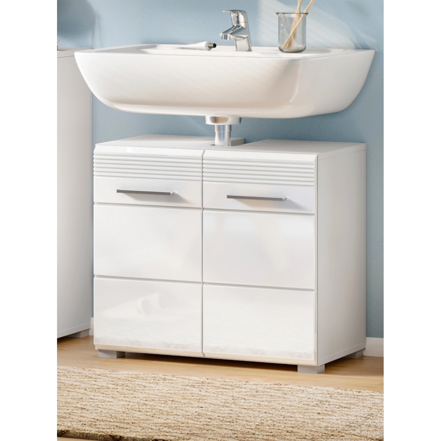 Inn.Furn Waschbeckenunterschrank Weiß Hochglanz 60 cm 2 Fächer Leon Inn.Furn Waschbeckenunterschrank Weiß Hochglanz 60 cm 2 Fächer Leon von Inn.Furn