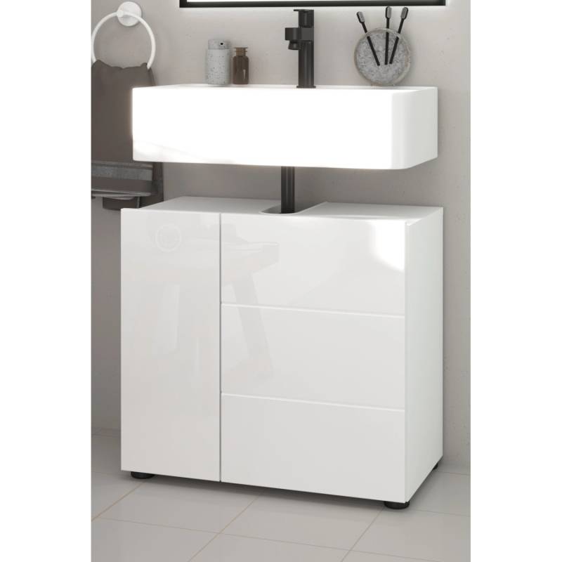 Inn.Furn Waschbeckenunterschrank Weiß Hochglanz 60 cm Larik von Inn.Furn