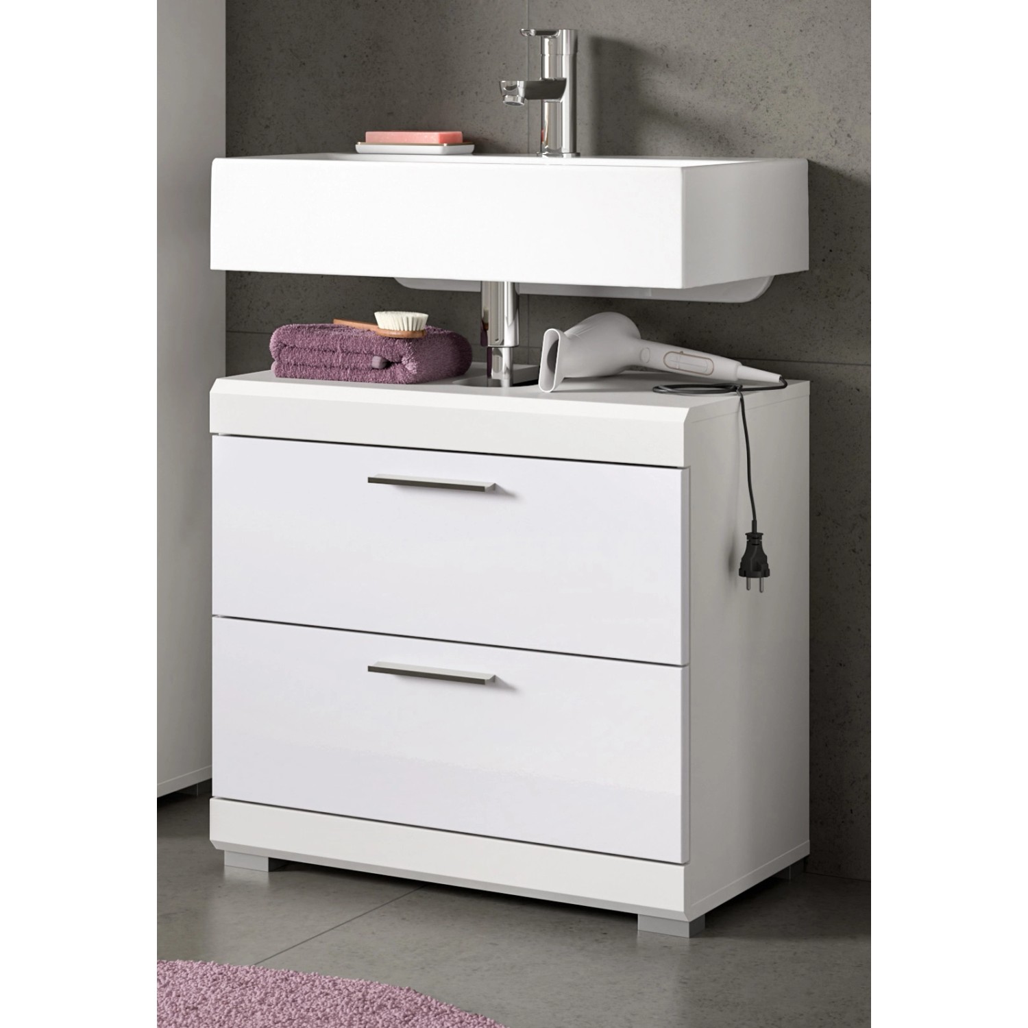 Inn.Furn Waschbeckenunterschrank in Weiß Hochglanz 60 cm Shawn Inn.Furn Waschbeckenunterschrank in Weiß Hochglanz 60 cm Shawn von Inn.Furn