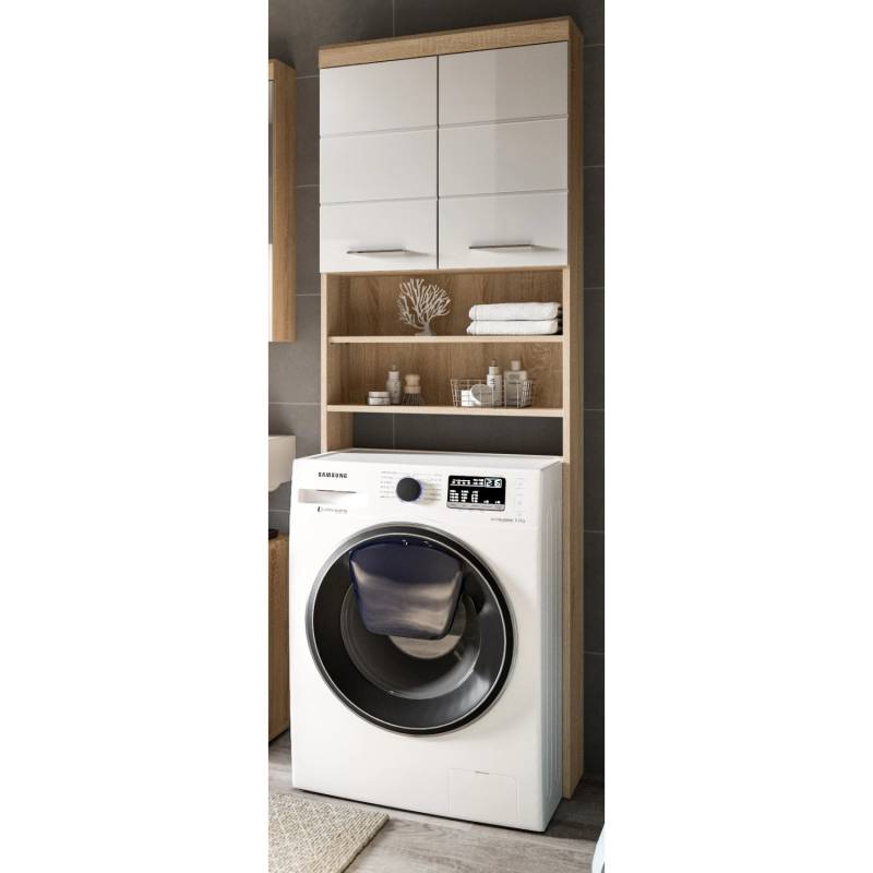 Inn.Furn Waschmaschinenschrank in Weiß Hochglanz und Eiche 63 x 191 cm Mambo Inn.Furn Waschmaschinenschrank in Weiß Hochglanz und Eiche 63 x 191 cm Mambo von Inn.Furn