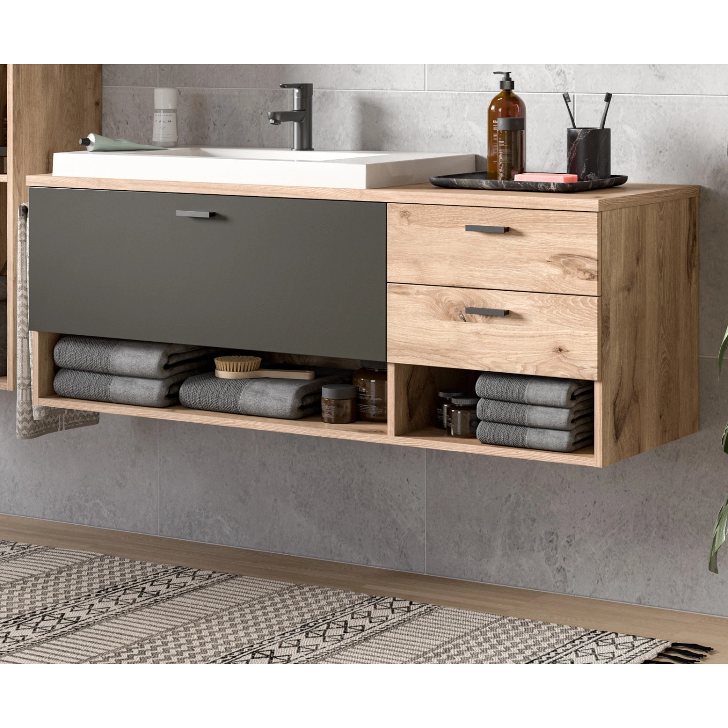 Inn.Furn Waschtisch Eiche Grau Matt 138 cm mit Waschbecken Oderzo Inn.Furn Waschtisch Eiche Grau Matt 138 cm mit Waschbecken Oderzo von Inn.Furn