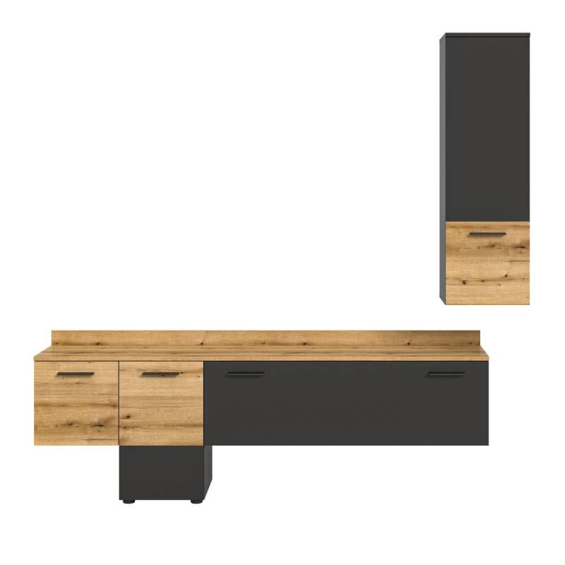 Inn.Furn Wohnwand Grau Evoke Eiche 195 cm mit Soft-Close Elian Inn.Furn Wohnwand Grau Evoke Eiche 195 cm mit Soft-Close Elian von Inn.Furn