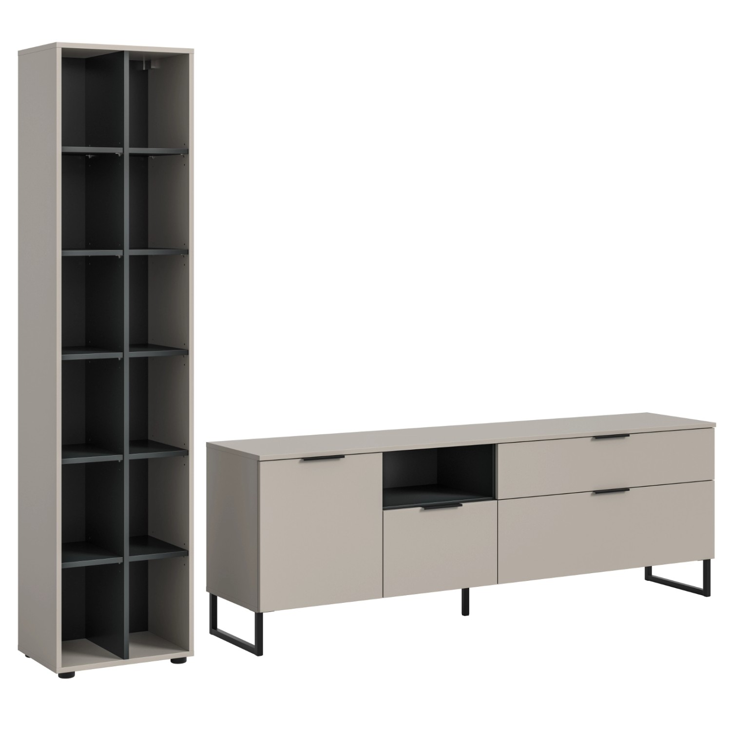 Inn.Furn Wohnwand in Kaschmir und Schwarz 245 cm mit Soft-Close Morena Inn.Furn Wohnwand in Kaschmir und Schwarz 245 cm mit Soft-Close Morena von Inn.Furn