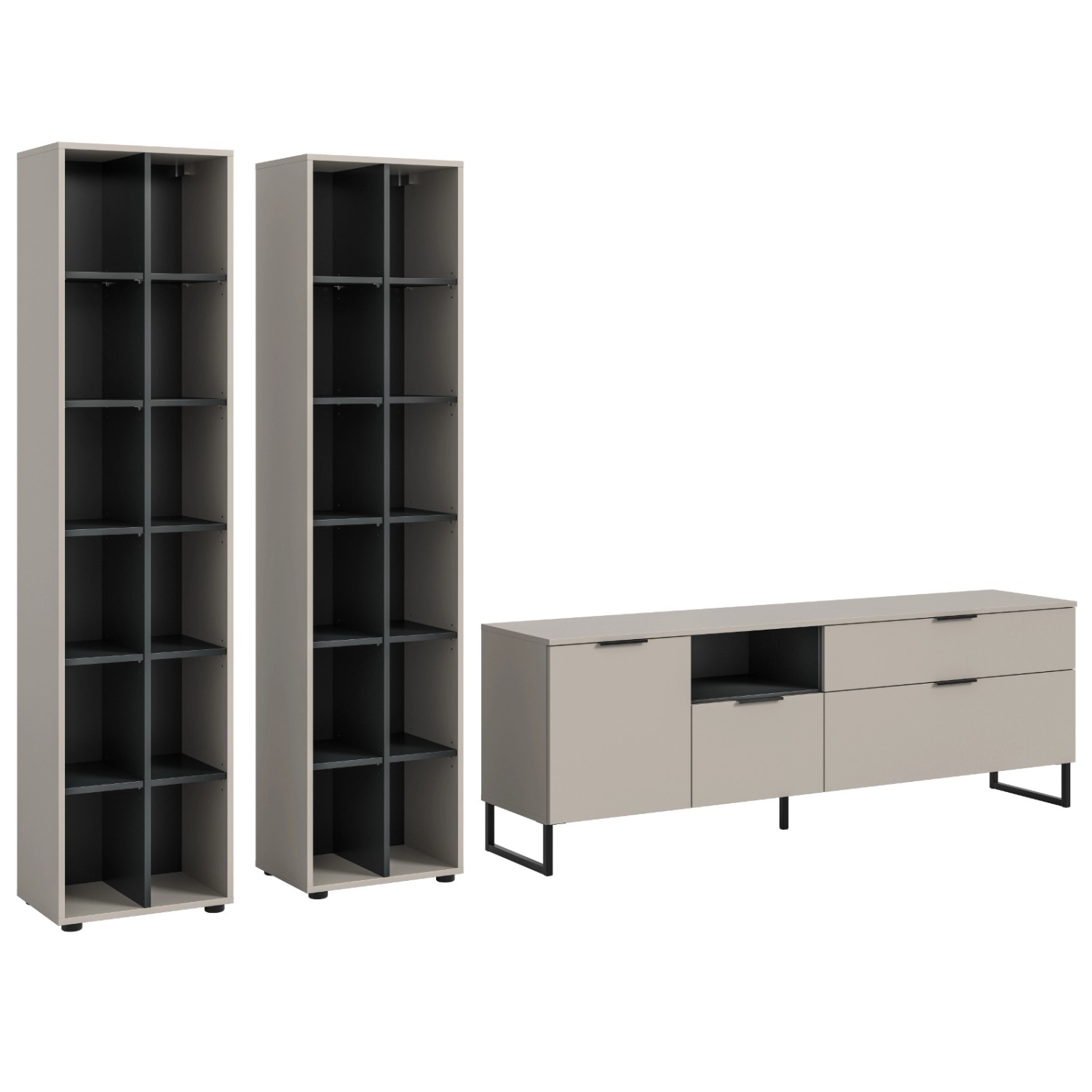 Inn.Furn Wohnwand in Kaschmir und Schwarz 305 cm mit Soft-Close Morena Inn.Furn Wohnwand in Kaschmir und Schwarz 305 cm mit Soft-Close Morena von Inn.Furn