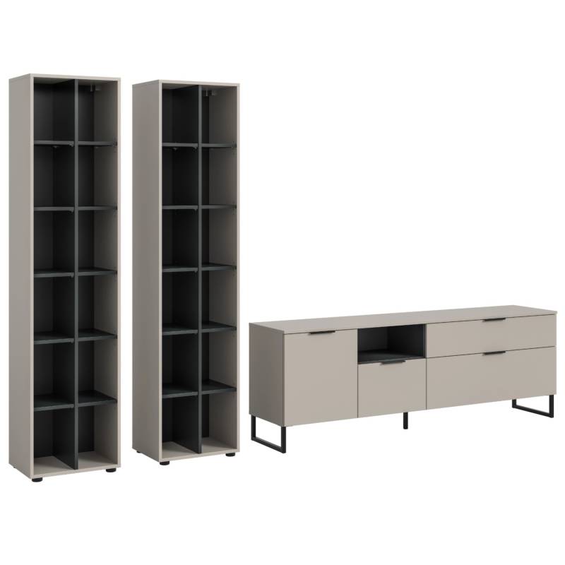 Inn.Furn Wohnwand in Kaschmir und Schwarz 305 cm mit Soft-Close Morena Inn.Furn Wohnwand in Kaschmir und Schwarz 305 cm mit Soft-Close Morena von Inn.Furn