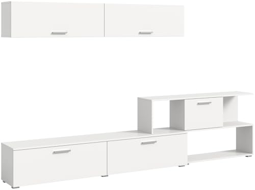Inn.Furn Wohnwand in weiß, Wohnkombination 277 x 180 cm, Wohnzimmer Schränke mit Soft-Close-Funktion, Komplett-Set Levi von Inn.Furn