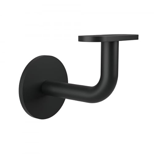 Handlaufhalter Edelstahl Handlaufträger Halter Treppen Handlauf Schwarz RAL 9005 Black Wandhalter Holz Holzhandlauf Profil Eckig Geländer Flach Feinstruktur M8 Treppengeländer matt von Innbee
