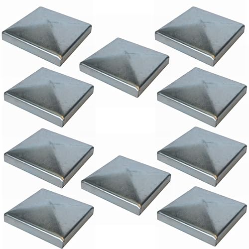 Innbee® 10 x Pfostenkappe 40x40x1,2 Zaun Kappe Stahl Konisch Deckel Zink Abdeckkappe eckig Metall Pyramidenform Holzpfosten Garten Zaunpfosten Umzäunung SET von Innbee
