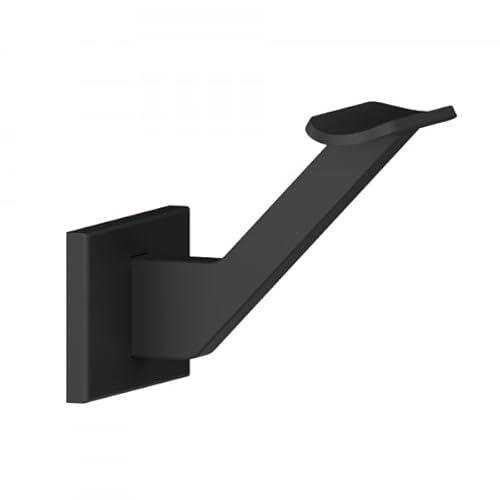 Stahl Handlaufhalter Handlaufträger Halter Treppen Handlauf Schwarz RAL 9005 Black Wandhalter Holz Holzhandlauf Edelstahlrohr für Handlauf 42,4 Geländer Eckig Feinstruktur Treppengeländer matt von Innbee