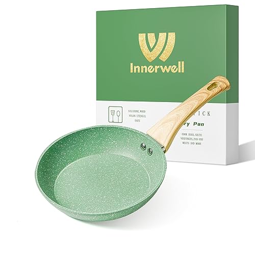 Innerwell Antihaft Bratpfanne 20cm, Pfannen Klein Induktion, Granit Antihaft Beschichtung, PFOA Freie, Kratzfeste Aluminium Bratpfanne(Grün) von Innerwell