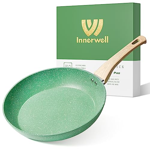 Innerwell Antihaft Bratpfanne 28cm, Große Pfannen Induktion, Granit Antihaft Beschichtung, PFOA Freie, Kratzfeste Aluminium Bratpfanne(Grün) von Innerwell