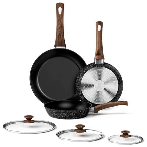 Innerwell Pfannenset mit Deckel 3-teilig, Bratpfannen 20 cm, 24 cm und 28 cm, Pfannen Induktion mit Keramik Antihaftbeschichtung in Profiqualität, Backofenfest, PFOA-frei, Spülmaschinenfest, Schwarz Innerwell Pfannenset mit Deckel 3-teilig, Bratpfannen 20 cm, 24 cm und 28 cm, Pfannen Induktion mit Keramik Antihaftbeschichtung in Profiqualität, Backofenfest, PFOA-frei, Spülmaschinenfest, Schwarz von Innerwell