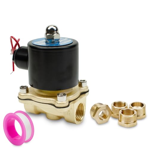 Innfeeltech 1 Pcs 1/2" BSP Gewinde 220V AC Normalerweise geschlossenes Messing elektrisches Magnetventil mit Messing Reduzierstück, Fit für Luft, Wasser, Diesel von Innfeeltech