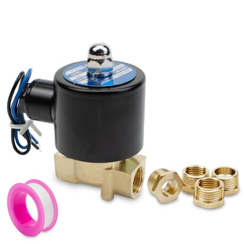 Innfeeltech 1 Pcs 3/8" BSP Gewinde 12V DC Normalerweise geschlossenes Messing elektrisches Magnetventil mit Messing Reduzierstück, Fit für Luft, Wasser, Diesel von Innfeeltech