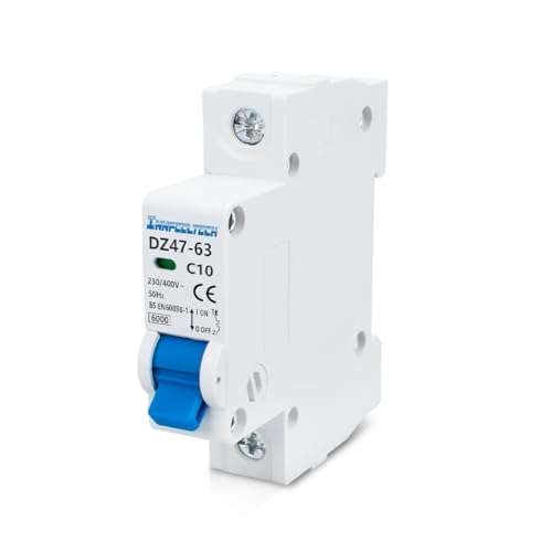 Innfeeltech 1 Stück 10 Ampere 230V Leitungsschutzschalter MCB einpolig Typ B für DIN-Schienenmontage von Innfeeltech