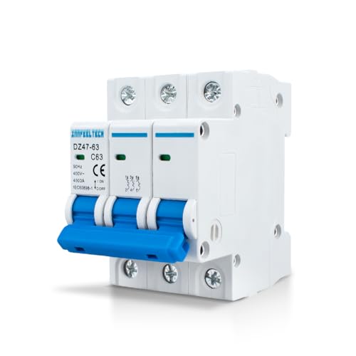 Innfeeltech 1 Stück 63 Ampere 230V Leitungsschutzschalter MCB Dreipolig Typ B für DIN-Schienenmontage von Innfeeltech