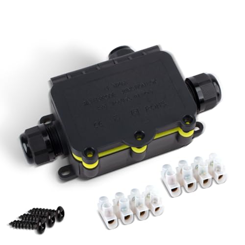 Innfeeltech 1 Stück Elektrische Verteilerdose Wasserdicht, Outdoor Wasserdicht Kabelanschlussdose LF-2068-3T, 3 Wege für Drahtdurchmesser 5 bis 12mm und 3.5 bis 10mm von Innfeeltech