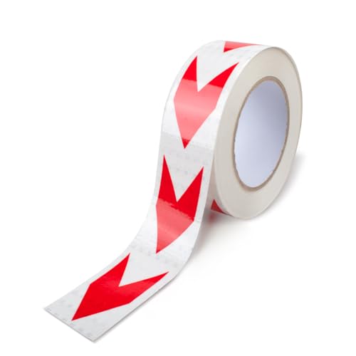 Innfeeltech 1 Stück Reflektierende Pfeilspitze Warnband, 50mm*25m, Nacht Reflexion Pfeil Markierte Klebeband, Weiß und Rot Innfeeltech 1 Stück Reflektierende Pfeilspitze Warnband, 50mm*25m, Nacht Reflexion Pfeil Markierte Klebeband, Weiß und Rot von Innfeeltech