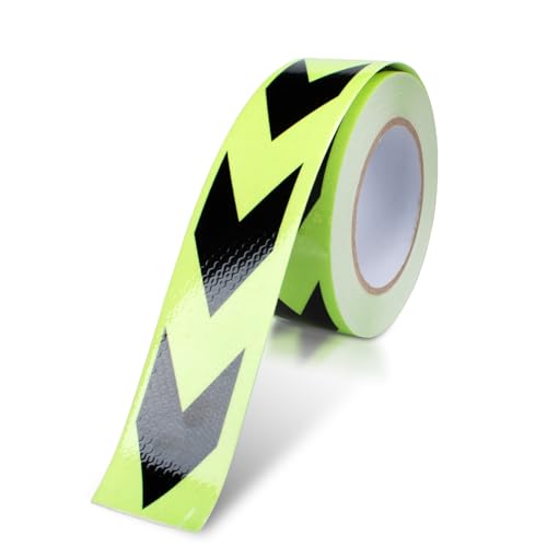 Innfeeltech 1 Stück Reflektierendes Pfeilwarnband, 50mm*25m, Nachtreflexion Pfeilmarkiertes Klebeband, Grün und Schwarz von Innfeeltech