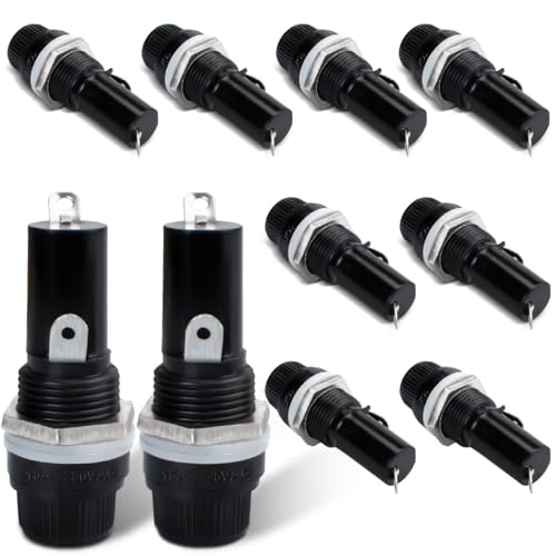 Innfeeltech 10 Stück Schraubkappe Lötkappe montiert Sicherungshalter Basis für 5x20mm Sicherung von Innfeeltech