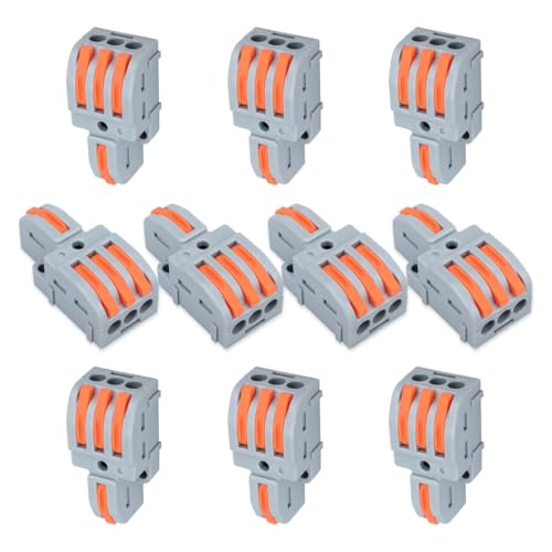 Innfeeltech 10 Stück Verbindungsklemme, 1 In 3 Out Anschlussklemme, mit Hebel, Kabelverbinder mit 0.2-4 mm² Leiter Klemme für DIY Projekte von Innfeeltech