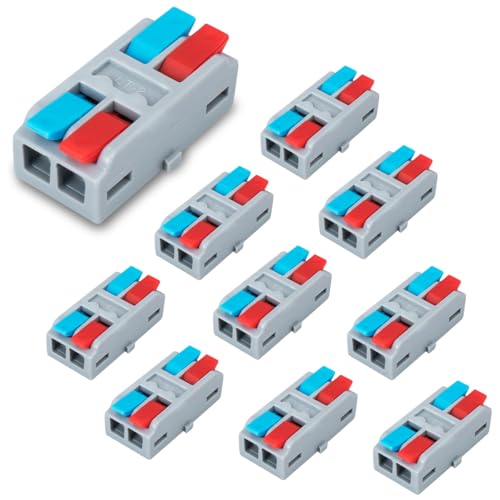 Innfeeltech 10 Stück Verbindungsklemme, 2 In 2 Out Verbindungsklemme, mit Hebel, Kabelverbinder mit 0.2-4 mm² Leiterklemme für DIY-Projekte von Innfeeltech