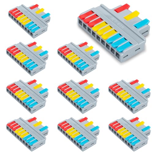 Innfeeltech 10 Stück Verbindungsklemme, 3 In 9 Out Anschlussklemme, mit Hebel, Kabelverbinder mit 0,2-4 mm² Leiter Klemme für DIY-Projekte von Innfeeltech