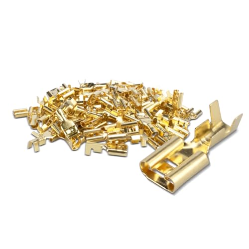 Innfeeltech 100 Stück nicht isolierte Messing-Crimp-Kabelschuhe, Anschlussbreite 4,8mm für Kabel 0,5mm² bis 1mm² von Innfeeltech