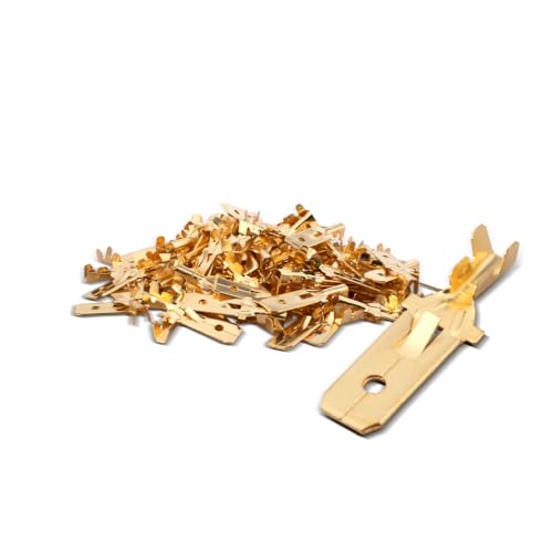 Innfeeltech 100 Stück nicht isolierte Messing-Crimp-Kabelschuhe, Anschlussbreite 7.8mm für Kabel 1.5mm² bis 2.5mm², männlich von Innfeeltech