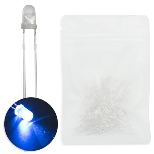 Innfeeltech 100pcs 3mm weiße Birne blaues Licht LED Diode beleuchtet DC 2.7V~3.4V 20mA 3mm Elektronik emittierende Komponenten-Lichtdioden LEDs von Innfeeltech