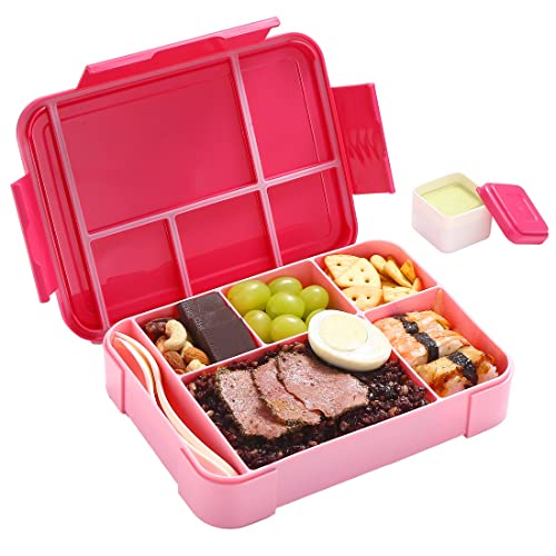 Inngly Kinder Brotdose mit Fächern – 1300ML BPA Frei Bento Box Lunchbox Vesperdose, Auslaufsicher Mit 5 , Jausenbox Brotbox für Erwachsene, Mädchen & Jungen, Mikrowelle/spülmaschinenfest von Inngly