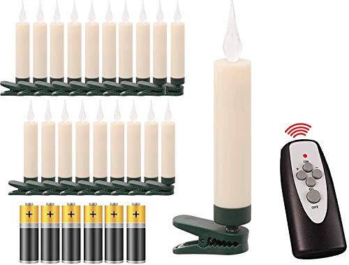 20 LED Weihnachtsbaumkerzen mit simulierter Acryl-Flamme / kabellos / Timer / Flacker-Modus / Weihnachtsbeleuchtung - Weihnachtskerze für Innen von InnoCom GmbH