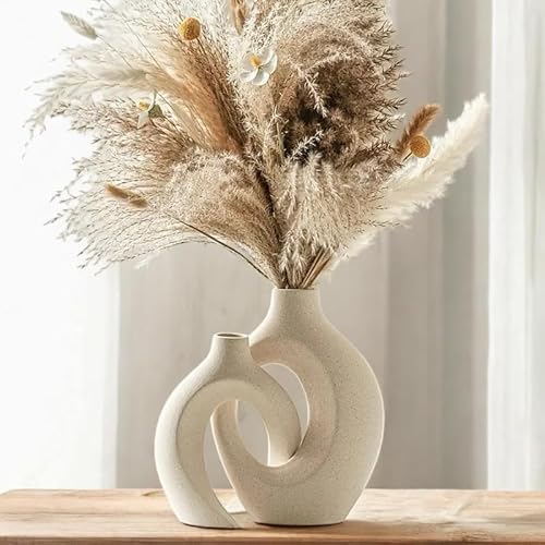 InnoFurn Moderne Vase Vera 2er Set, Pampasgras Keramikvase in Beige. handgefertige Dekovase, Minimalistisches & Skandinavisches Design InnoFurn Moderne Vase Vera 2er Set, Pampasgras Keramikvase in Beige. handgefertige Dekovase, Minimalistisches & Skandinavisches Design von InnoFurn