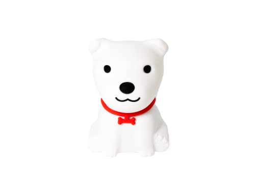 InnioGIO GIOdog, Nachtlicht als Hund aus Silikon für Kinder, Aufladbar per Micro-USB, Deko für Baby- & Kleinkinderzimmer, Einschlafhilfe für Kids, LED Lampe in Tierform White von InnoGIO