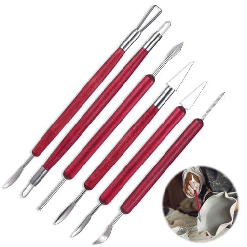 6 Stück Ton Werkzeug Keramikskulptur-Tools Set Töpferwerkzeug Set, Skulptur Modellierwerkzeug Pottery Clay Tools Kit Polymer Clay Tools für Professionelles Kunsthandwerk Tonkeramik Skulptur von InnoHHustle