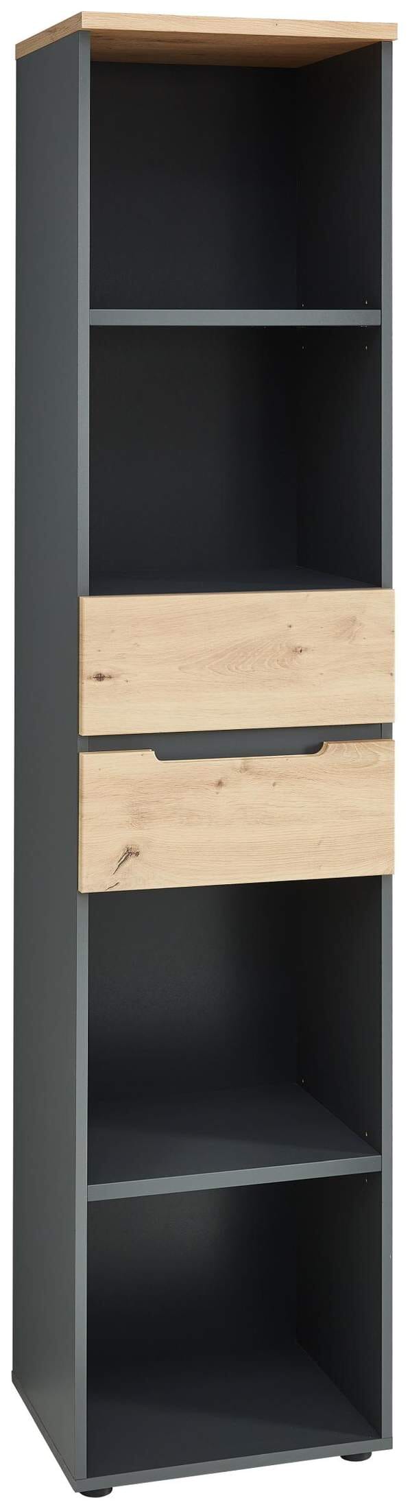 Büroregal MEMPHIS mit 2 Schubkästen Front Artisan Eiche Korpus Graphit von InnoStyle