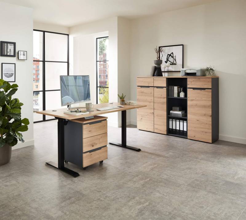 Komplettbüro MEMPHIS VI 5-teilig Front Artisan Eiche Korpus Graphit von InnoStyle