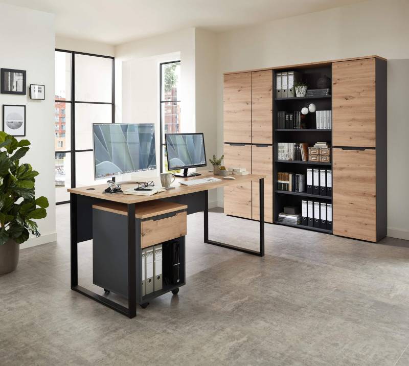 Komplettbüro MEMPHIS VII 5-teilig Front Artisan Eiche Korpus Graphit von InnoStyle