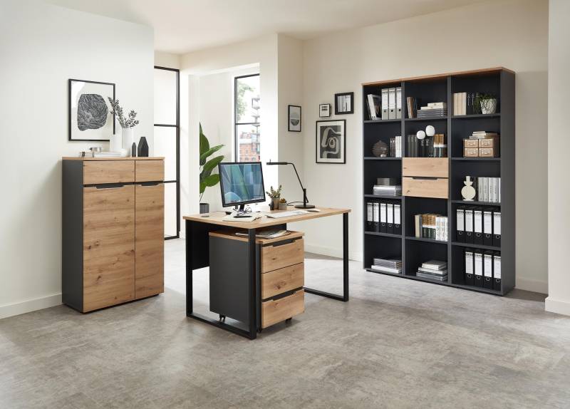 Komplettbüro MEMPHIS VIII 6-teilig Front Artisan Eiche Korpus Graphit von InnoStyle