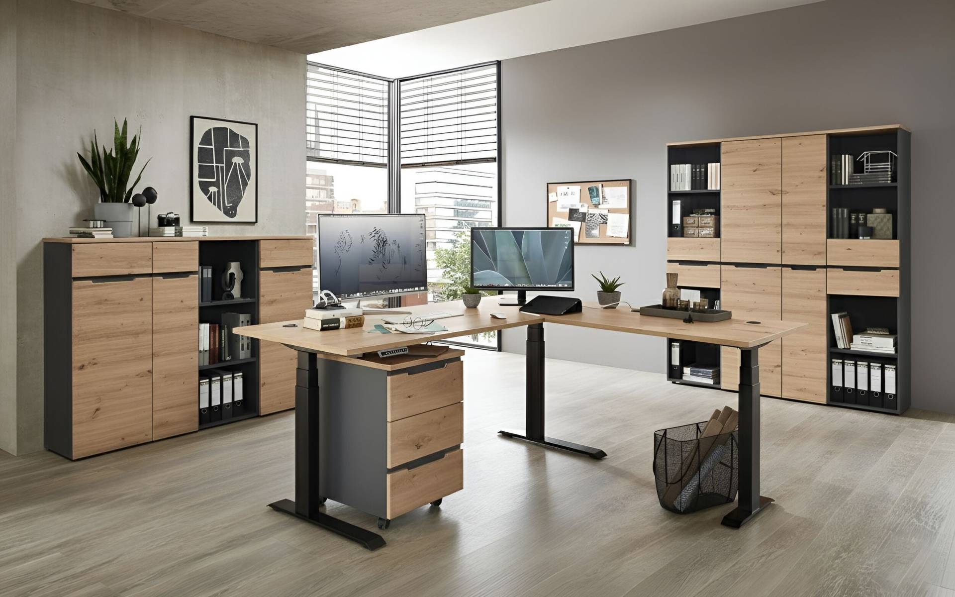 Komplettbüro MEMPHIS XI 8-teilig Front Artisan Eiche Korpus Graphit Komplettbüro MEMPHIS XI 8-teilig Front Artisan Eiche Korpus Graphit von InnoStyle