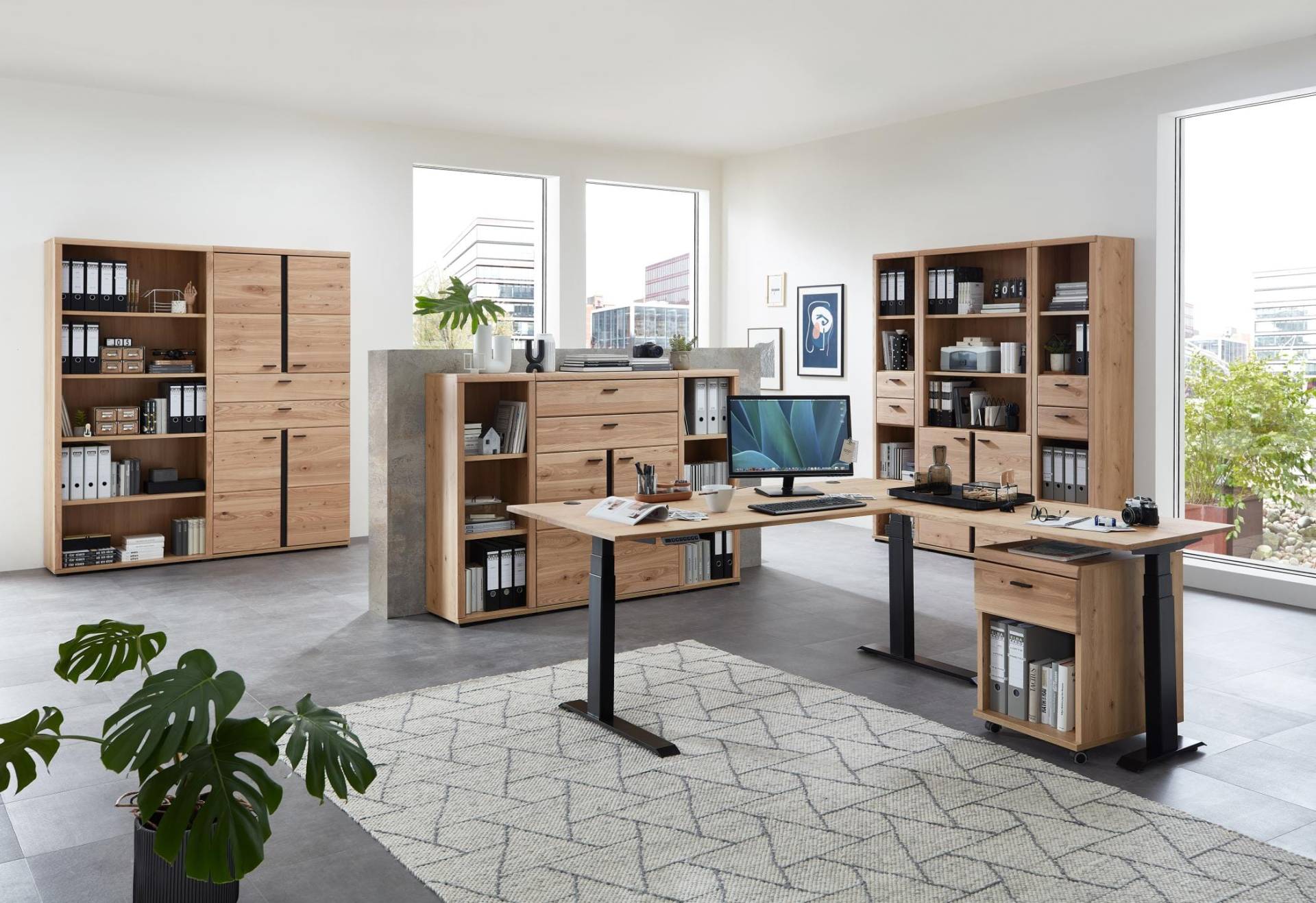 Komplettbüro SONOS IV 10-teilig Front Altesche Massivholz gebürstet Tischplatten Altesche furniert Komplettbüro SONOS IV 10-teilig Front Altesche Massivholz gebürstet Tischplatten Altesche furniert von InnoStyle