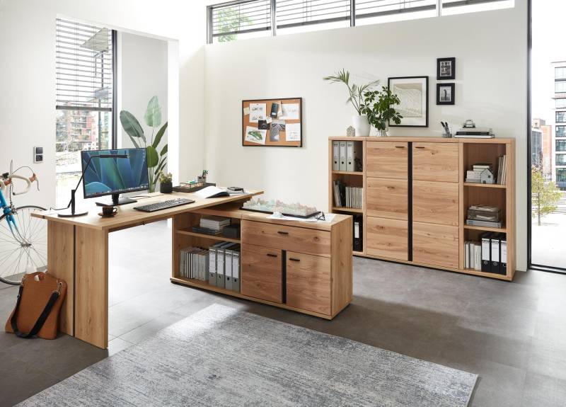 Komplettbüro SONOS V 6-teilig Front Altesche Massivholz gebürstet von InnoStyle