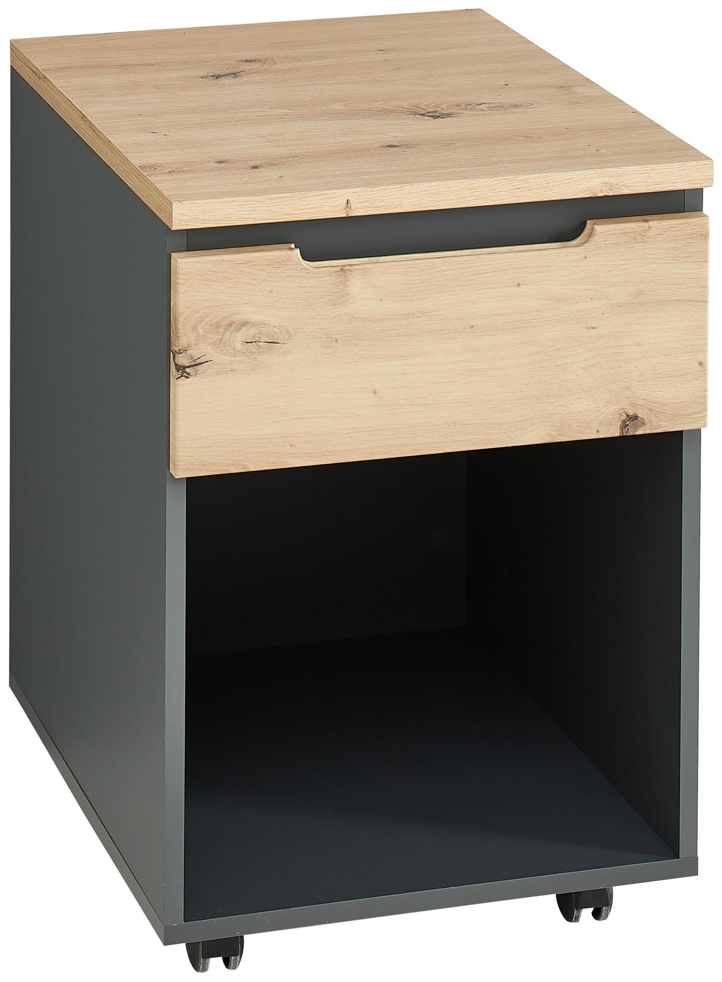 Rollcontainer MEMPHIS Front Artisan Eiche Korpus Graphit 1 Schublade Rollcontainer MEMPHIS Front Artisan Eiche Korpus Graphit 1 Schublade von InnoStyle