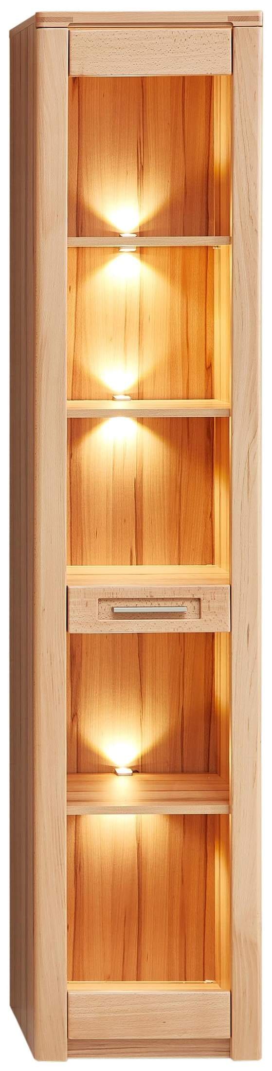 Vitrine 1-türig NATURE ONE Front Kernbuche Massivholz - mit LED von InnoStyle