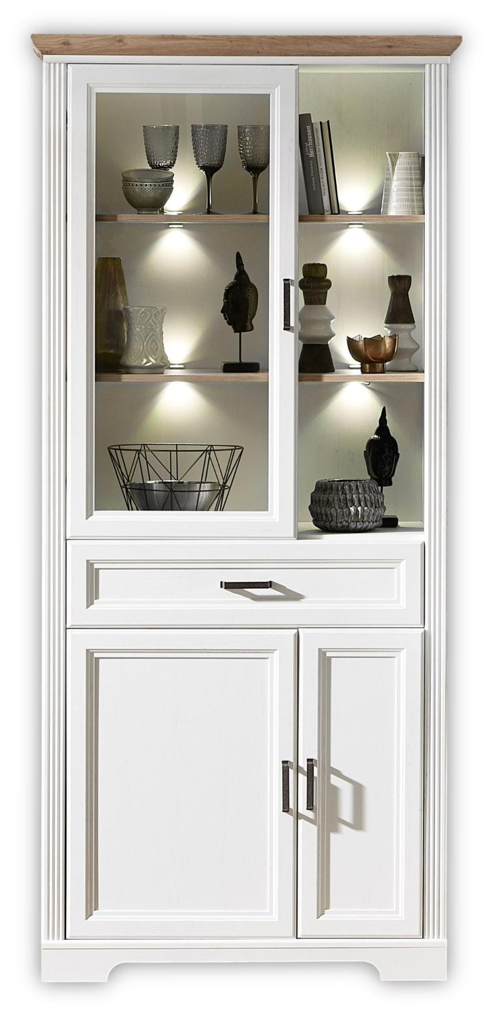 Vitrine JASMIN 2-türig - Landhausstil Pinie weiß mit Beleuchtung Vitrine JASMIN 2-türig - Landhausstil Pinie weiß mit Beleuchtung von InnoStyle