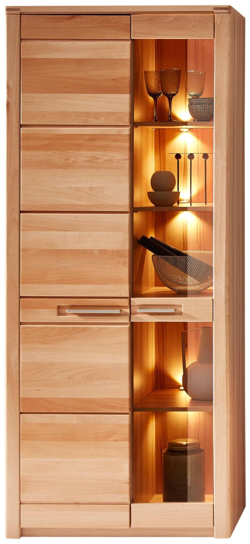 Vitrine NATURE ONE Front Kernbuche Massivholz - mit LED Beleuchtung von InnoStyle