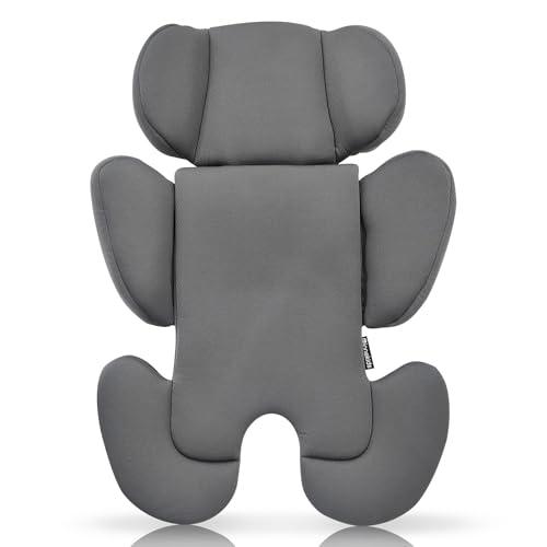 Innokids Baby-Kindersitz-Einsatz, Baby-Kopf-Körperstützen für Neugeborene, weich und gepolstert, abnehmbare Kopf- und Seitenstütze für Autositze, Kinderwagen, Schaukeln (Grau) von Innokids